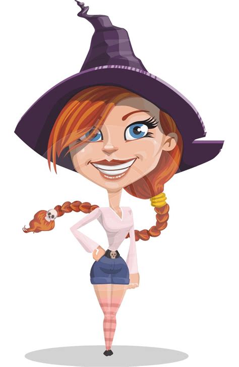 Beautiful Witch Girl Cartoon Vector Character GraphicMama Girl