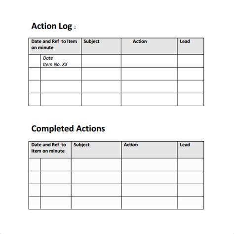 Free 8 Sample Action Log Templates In Pdf