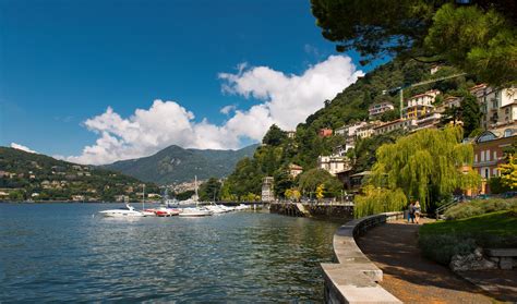 Lake Como Como Lombardy Italy Lake Como Promenade Marina Boat Landscape