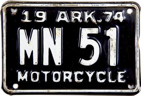 1974 Arkansas Motorcycle License Plate Brandywine General Store