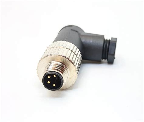 Ip67 Right Angle Cable Connector M8 4 Pins Male Ethernetip Circular