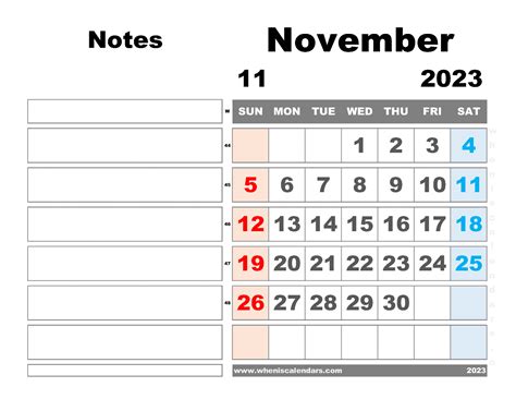 Free Blank November 2023 Calendar Printable Monthly Pdf In Landscape