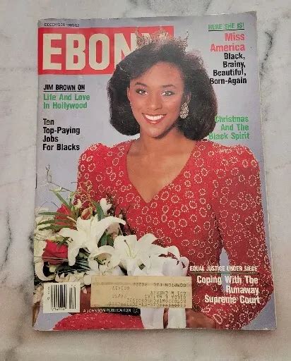 Vintage Ebony Magazine December 1989 Jim Brown Miss America A8 1490