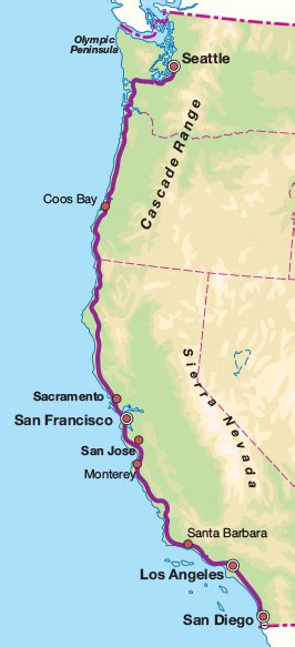 Pacific Coast Road Trip Usa Travel Map Usa Map Us Map With Cities Images