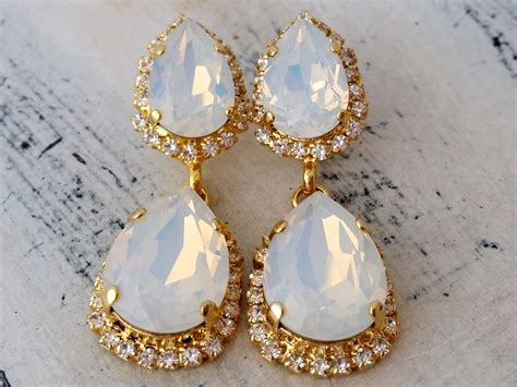 White Opal Bridal Earringswhite Opal Earringswhite Opal Etsy