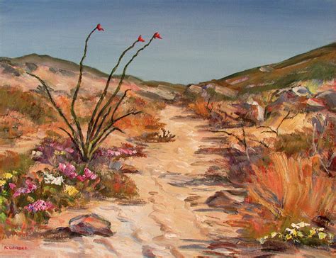 Desert Trail With Ocotillo Painting By Robert Gerdes Pixels