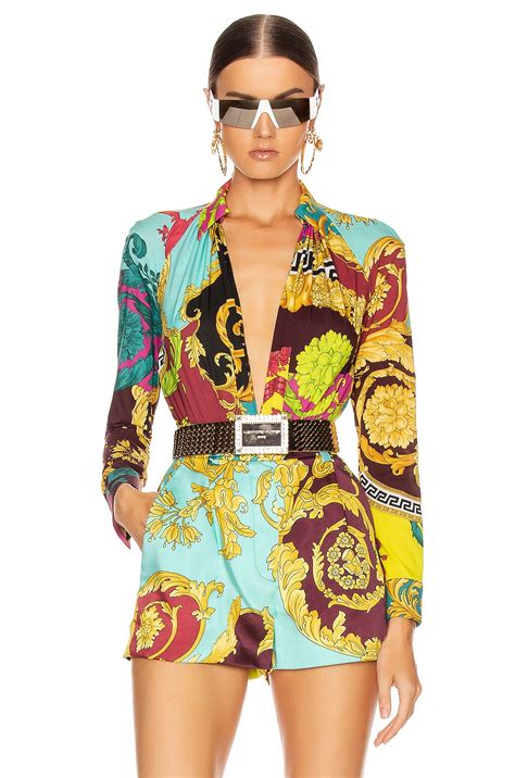 Versace Print Bodysuit In Multicolor Fwrd