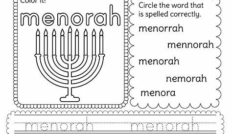Hanukkah Vocabulary Worksheet - Menorah - Free Printable, Digital, & PDF