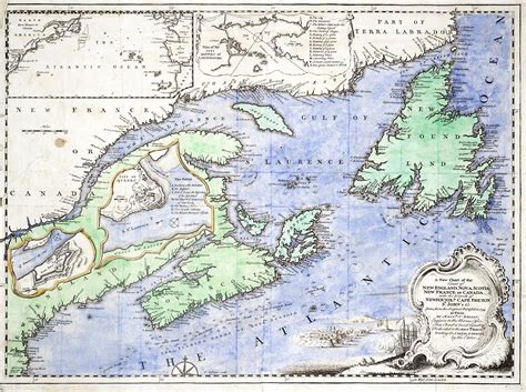 A New Chart Of The Coast Of New England Nova Scotia New France Or