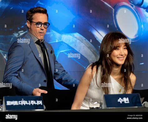 Actor Robert Downey Jrl And Korean Actress Claudia Kim Attend A