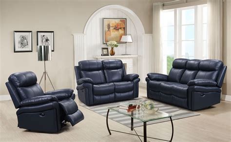 Shae Joplin Blue Leather Power Reclining Living Room Set From Luxe