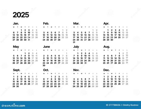 Annual Calendar For 2031 Vector Illustration 180967584