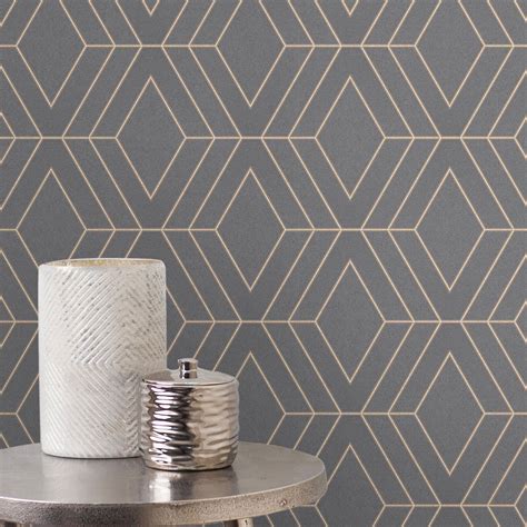 Pulse Diamond Wallpaper By Fine Decor Geometric Textured Glitter