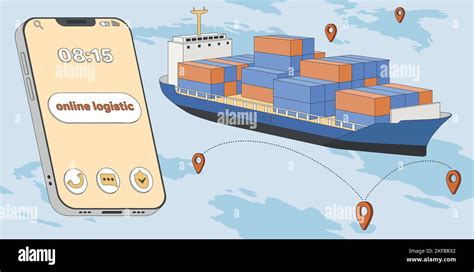 Smart Logistics With Cargo Ship Containers And Huge Smartphone Online