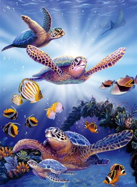 Turtles In Light Mural By Steve Sundram Murals Your Way Sea Turtle