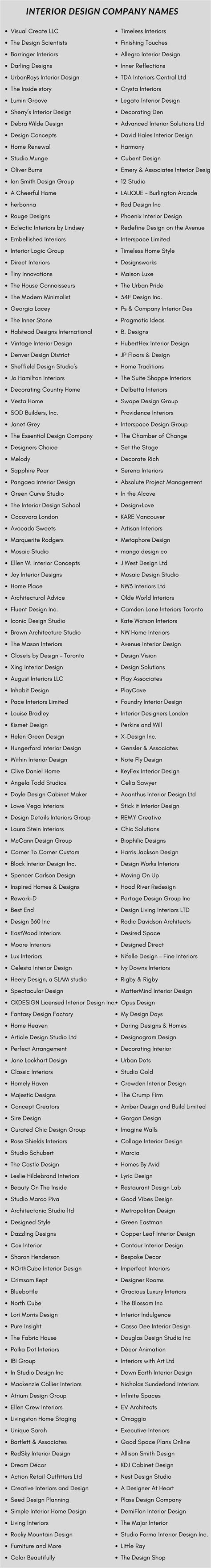 1095 Interior Design Company Names That Youll Love