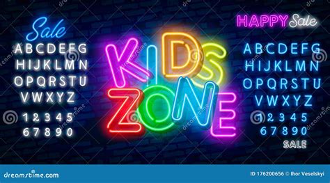 Kids Zone Design Template Neon Sign Light Banner Neon Signboard