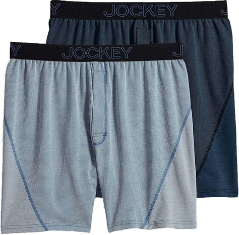 jockey men s underwear no bunch boxer 2 pack chambray navy white and blue wash l at amazon