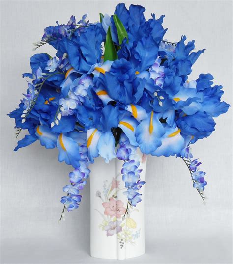 Silk Flower Arrangement Blue Iris Blue Wisteria Floral