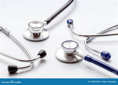 Two Modern Stethoscope On White Background Stock Photo Image Of