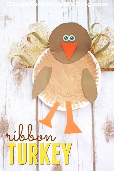 Paper Plate And Ribbon Turkey Thanksgiving Crafts For Kids