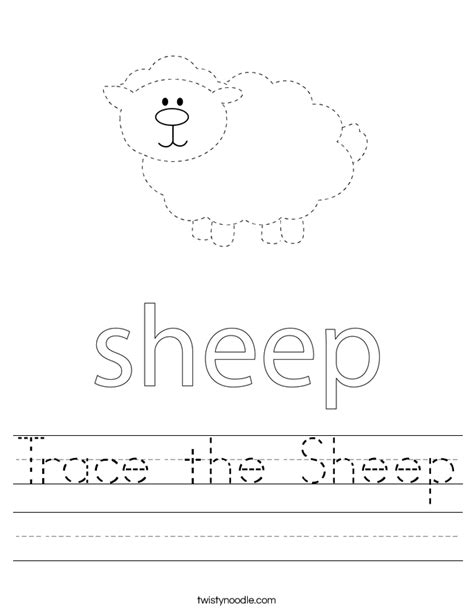 Trace The Sheep Worksheet Twisty Noodle