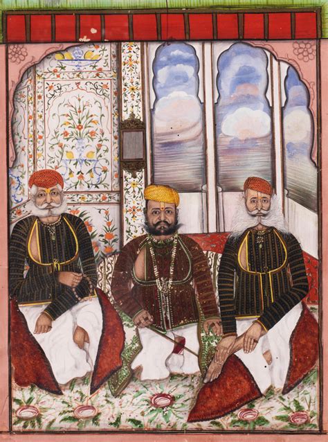 bonhams three elderly noblemen seated in a balcony alcove udaipur circa 1870