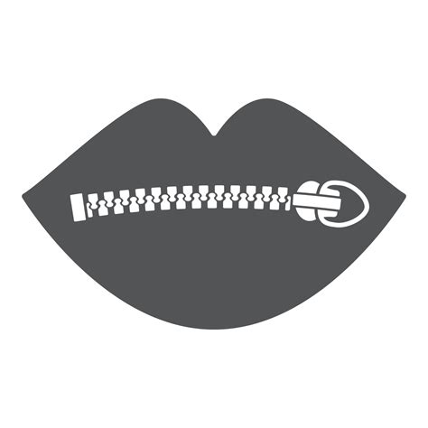 woman lips with zipper glyph icon keep a mouth locked be quiet and silent vector illustration