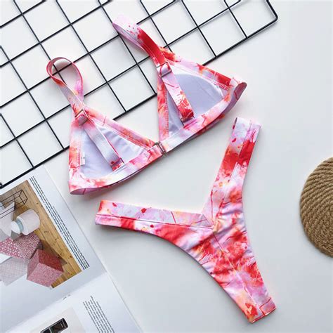 Tie Dyed Printed Bikini New Swimsuit Two Piece Thong Beach Suit Two Piece Set Women Clothing