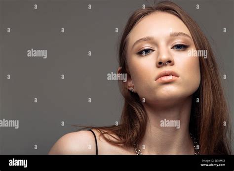 Beauty Young Woman Face Close Up Healthy Skin Care Female Woman