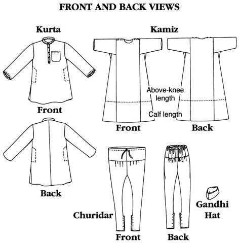Folkwear Jewels Of India Kurta Shirt Kamiz Tunic Churidar Pants And Gandhi Hat Sewing Pattern