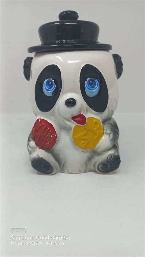 Vintage Panda Bear Cookie Jar Yumyum Etsy