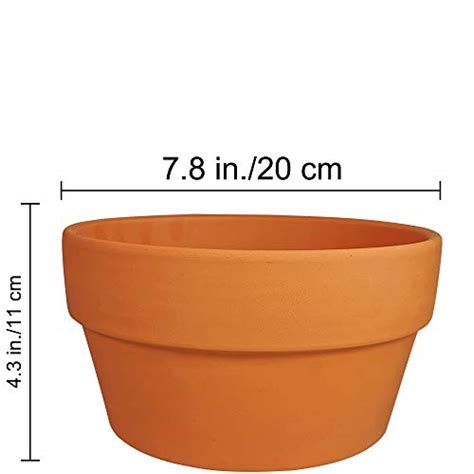 Winlyn 2 Pack 8 Inch Large Terracotta Pots Clay Flower Pots Shallow
