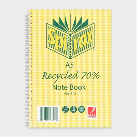 Spirax No812 A5 Recycled Notebook Officeworks
