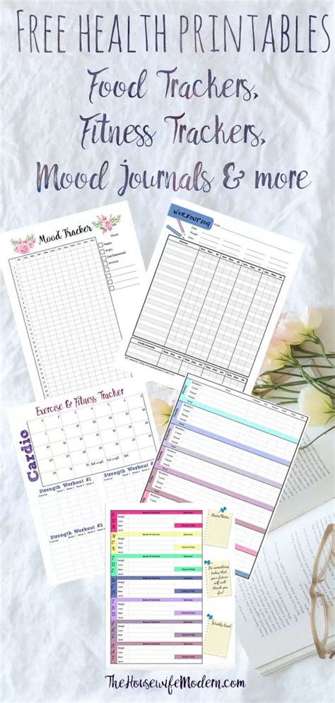 Health Printables Food Tracker Exercise Logs Mood Trackers More