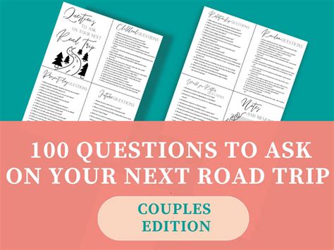 100 Road Trip Questions Couple Edition Road Trip Questions Etsy
