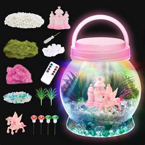 Flooyes Unicorn Terrarium Kit For Kids Light Up Art Crafts Toy And