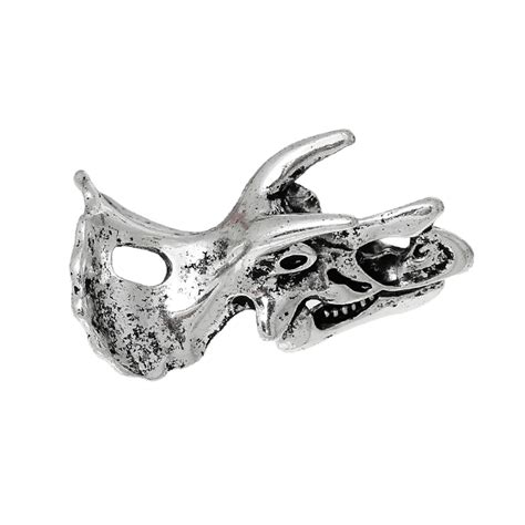 Doreenbeads Charm Pendants Dragon Head Bone Dinosaur Skull Silver Color