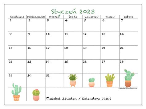 Kalendarz Styczeń 2023 Do Druku “441ns” Michel Zbinden Pl