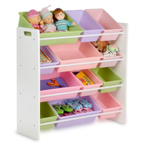 Honey Can Do Kids Toy Storage Organizer With Bins Whitepastel Srt