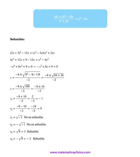 Ejercicio Resuelto De Ecuaciones Bicuadradas Ecuaciones Ejercicios