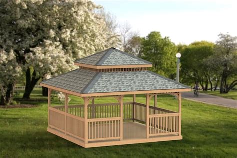 Garden Gazebo Building Plans I Double Hip Roof 16 X 16 Etsy