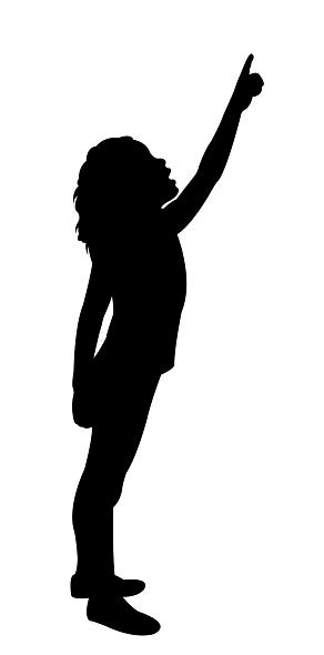 A Girl Pointing Finger Silhouette Vector Stock Illustration Download