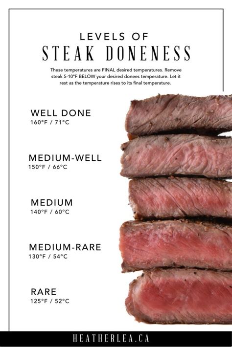 best levels of steak doneness temperatures chart