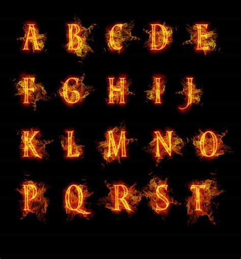 Silhouette Of A Flame Letters Font Illustrations Royalty Free Vector