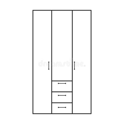 Cupboard Vector Outline Set Icon Vector Illustration Closet On White