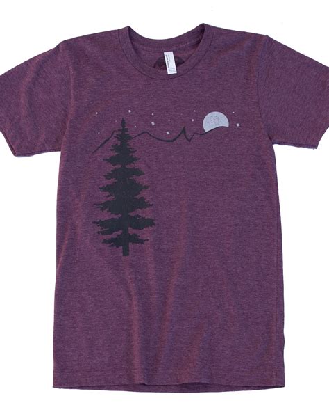 Purple Wilderness shirt with mountain moon and stars print on | Etsy ...