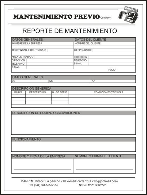 Mantenimiento Preventivo Cecyteg 3° A Formatos De Reporte De Mantenimiento