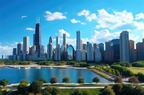 Premium Photo Aerial View Of Chicago Skyline And Lake Michigan