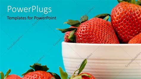 Powerpoint Template A Number Of Strawberries In The Bowl And Bluish